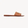 Chloé Soleil Leather Flat Slide Sandals In Brown
