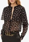 Chloé Ginkgo Print Satin Cape Blouse In Black