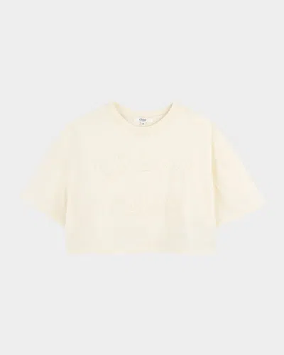CHLOÉ GIRL'S APPLIQUE LOGO SHORT-SLEEVE T-SHIRT