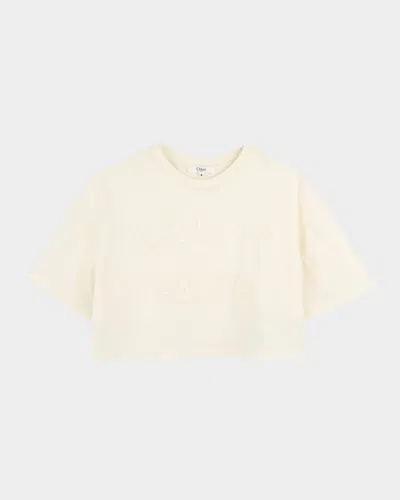 CHLOÉ GIRL'S APPLIQUE LOGO SHORT-SLEEVE T-SHIRT
