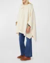 Chloé Girl's Cable Knit Cape W/ Metal Logo Plate In Ivory