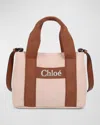 Chloé Girl's Corduroy Logo Top Handle Bag In Pale Pink