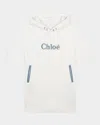 Chloé Chloe Girls Offwhite Kids Logo-applique Hooded Cotton-jersey Dress 6-12 Years 10 In Offwhite