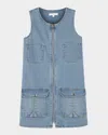 Chloé Girl's Denim Mini Dress In Bleach