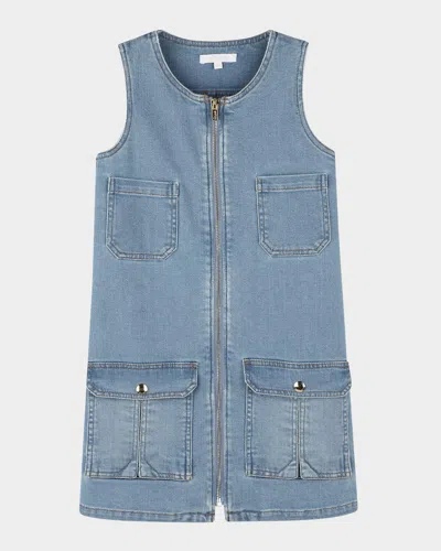 Chloé Kids' Girl's Denim Mini Dress In Bleach