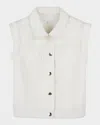 Chloé Girl's Denim Sleeveless Waistcoat In Offwhite