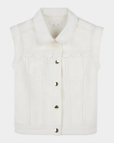 CHLOÉ GIRL'S DENIM SLEEVELESS WAISTCOAT