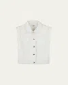 Chloé Girl's Denim Sleeveless Waistcoat In Offwhite