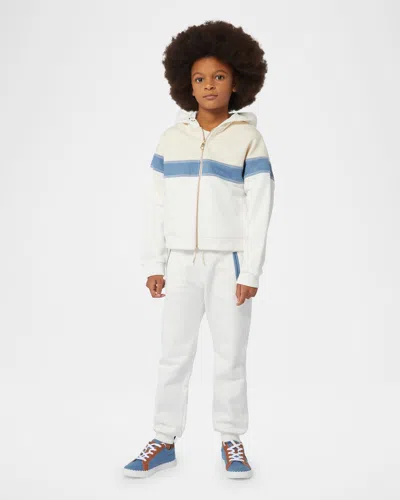 Chloé Kids' Colour-block Zip-up Hoodie In Off White