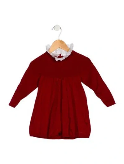 Pre-owned Chloé Babies' Girl's Dress Long Sleeve Lace Accent In Red