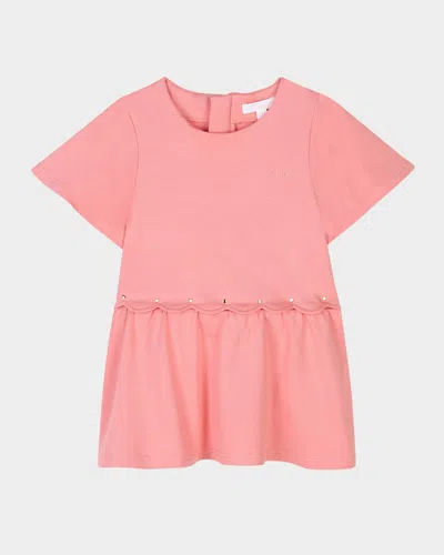 CHLOÉ GIRL'S EMBELLISHED SHORT-SLEEVE DRESS
