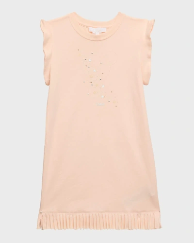 Chloé Kids' Girl's Embellished T-shirt Dress In Pale Pink