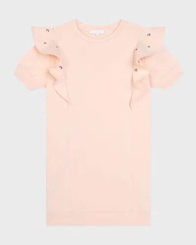 Chloé Kids' Logo-embroidered Eyelet-detail Dress In Pink