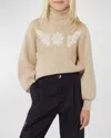 Chloé Roll-neck Knitted Jumper In Beige Marl