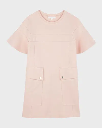 Chloé Girl's Engraved Logo-print Dress In Pink