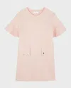 Chloé Chloe Girls Pink Washed Pink Kids Button-pocket Round-neck Woven-blend Dress 4-14 Years In Pink