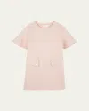 Chloé Chloe Girls Pink Washed Pink Kids Button-pocket Round-neck Woven-blend Dress 4-14 Years In Pink