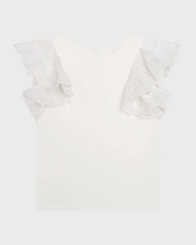 Chloé Kids' Girl's Fancy Embroidered Blouse In Off White