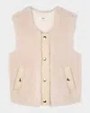 Chloé Dark Stone Sherpa Fleece & Faux Leather Trim Gilet  4-12 In Neutral