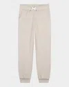 Chloé Girl's Floral Embroidered Logo-print Joggers In Beige Marl