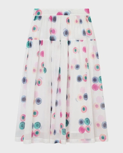 Chloé Kids' Girl's Fusion-printed Long Skirt In Multi