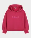 Chloé Girl's Hoodie W/ Embroidered Logo In Fuschia