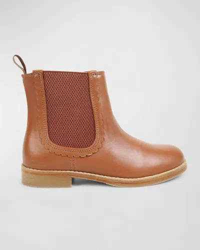 Chloé Kids' Brown Chelsea Ankle Boots In Chocolate Brown