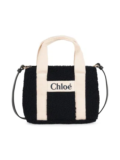 Chloé Girl's Logo Basket Tote Bag In Blue
