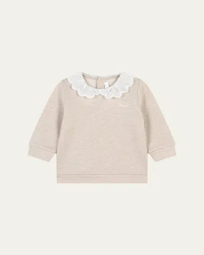 Chloé Kids' Chloe Girls Long-sleeve Cotton Sweatshirt In Neutrals
