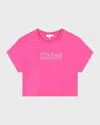 CHLOÉ GIRL'S LOGO EMBROIDERED SHORT-SLEEVE T-SHIRT