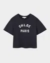 Chloé Short-sleeved Blu Navy T-shirt With Logo In Navy