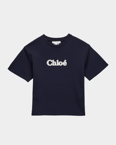 Chloé Kids' Girl's Logo Embroidered T-shirt In Pink