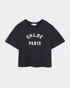 Chloé Short-sleeved Blu Navy T-shirt With Logo In Navy