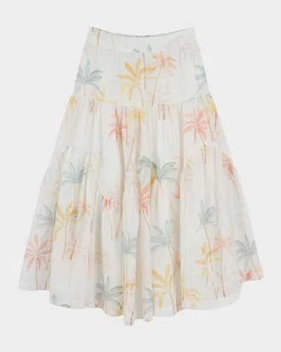 CHLOÉ GIRL'S LONG MULTICOLOR-PRINT SKIRT