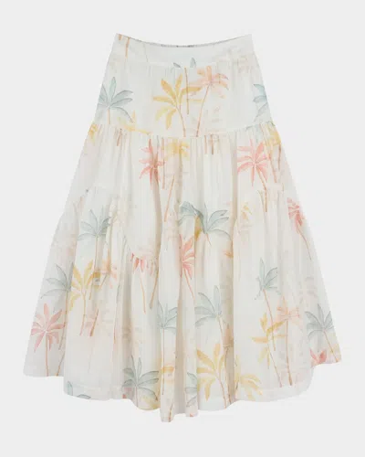 CHLOÉ GIRL'S LONG MULTICOLOR-PRINT SKIRT