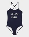 Chloé Logo-print Swimsuit In Navy
