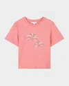 Chloé Girl's Palm Tree Embellished Tee In Rasberry