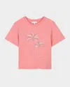 Chloé Girl's Palm Tree Embellished Tee In Rasberry