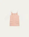 Chloé Girl's Ribbed Overall Dress & Bodysuit Set In S01-pink White