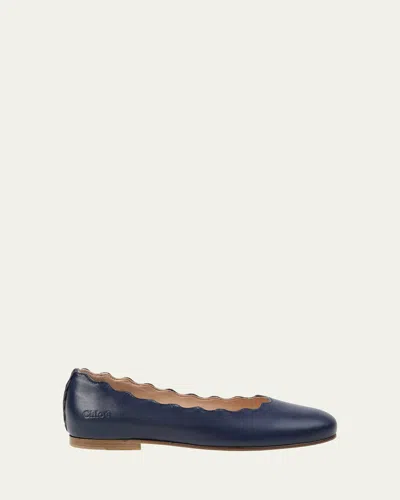 CHLOÉ GIRL'S SCALLOP TRIM BALLERINA FLATS, TODDLERS/KIDS