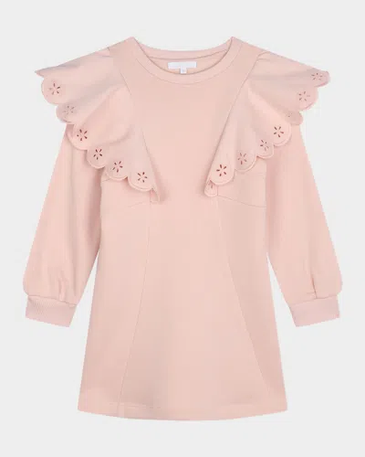 CHLOÉ GIRL'S SCALLOPED EMBROIDERED DRESS