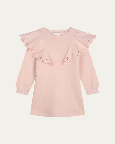 CHLOÉ GIRL'S SCALLOPED EMBROIDERED DRESS