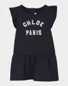 Chloé Short-sleeved Blu Navy T-shirt With Logo In Navy