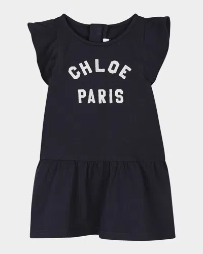 CHLOÉ GIRL'S SHORT-SLEEVE DROP-WAIST DRESS