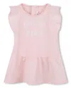 Chloé Girl's Short-sleeve Drop-waist Dress In Petal Pink
