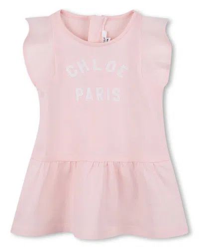 CHLOÉ GIRL'S SHORT-SLEEVE DROP-WAIST DRESS