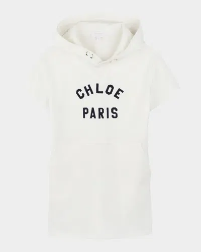 CHLOÉ GIRL'S SHORT-SLEEVE HOODED MINI DRESS