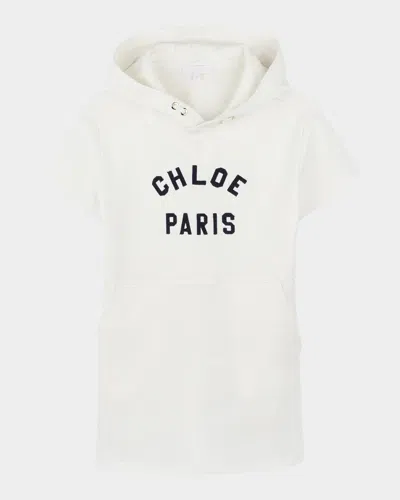 CHLOÉ GIRL'S SHORT-SLEEVE HOODED MINI DRESS