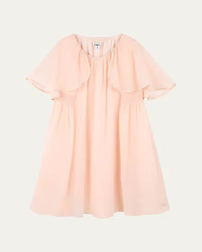 CHLOÉ GIRL'S SILK CAPE DRESS