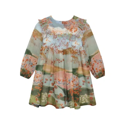 CHLOÉ CHLOE GIRLS JARDIN GRAPHIC-PRINT RUFFLE-DETAILING DRESS